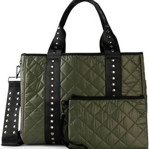 Olive Quilted Tote Bag - Large NEW TOTE - Crossbody Strap